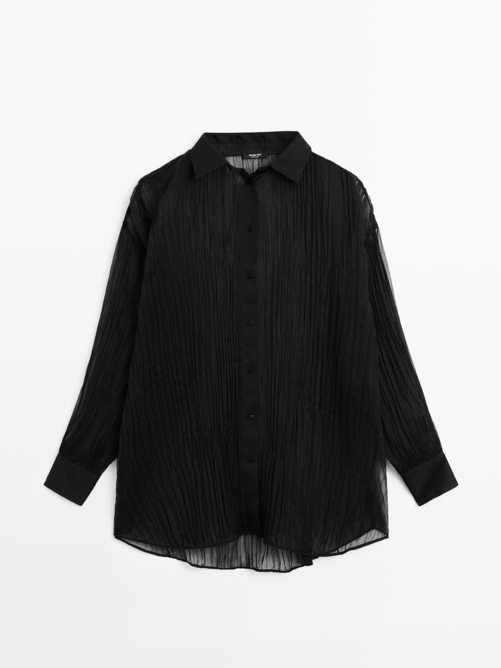Long pleated loose-fitting shirt
