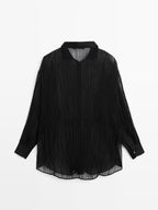 Long pleated loose-fitting shirt