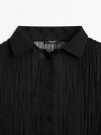Long pleated loose-fitting shirt