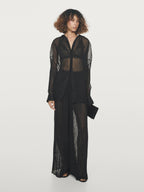 Long pleated loose-fitting shirt