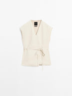 100% linen crossover waistcoat