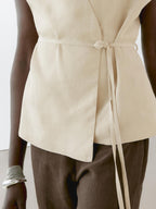 100% linen crossover waistcoat