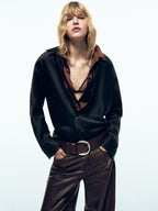 Wide nappa leather belt