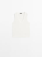 Mercerised cotton V-neck T-shirt