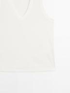 Mercerised cotton V-neck T-shirt