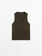 100% cotton strappy V-neck T-shirt