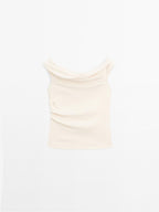 Draped strapless top