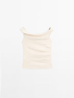 Draped strapless top
