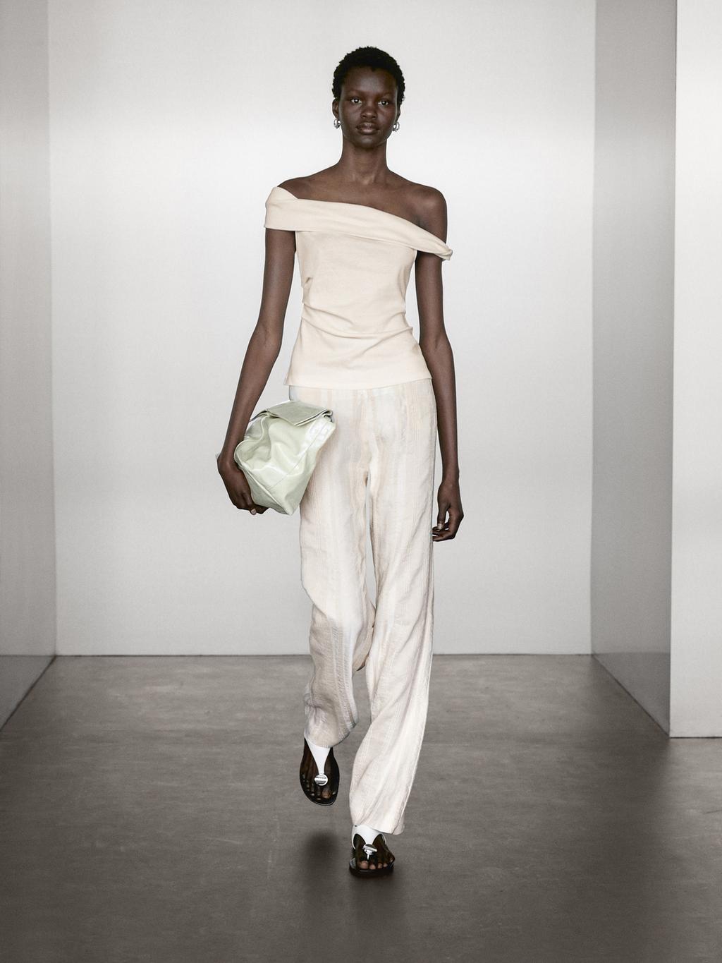 Draped strapless top