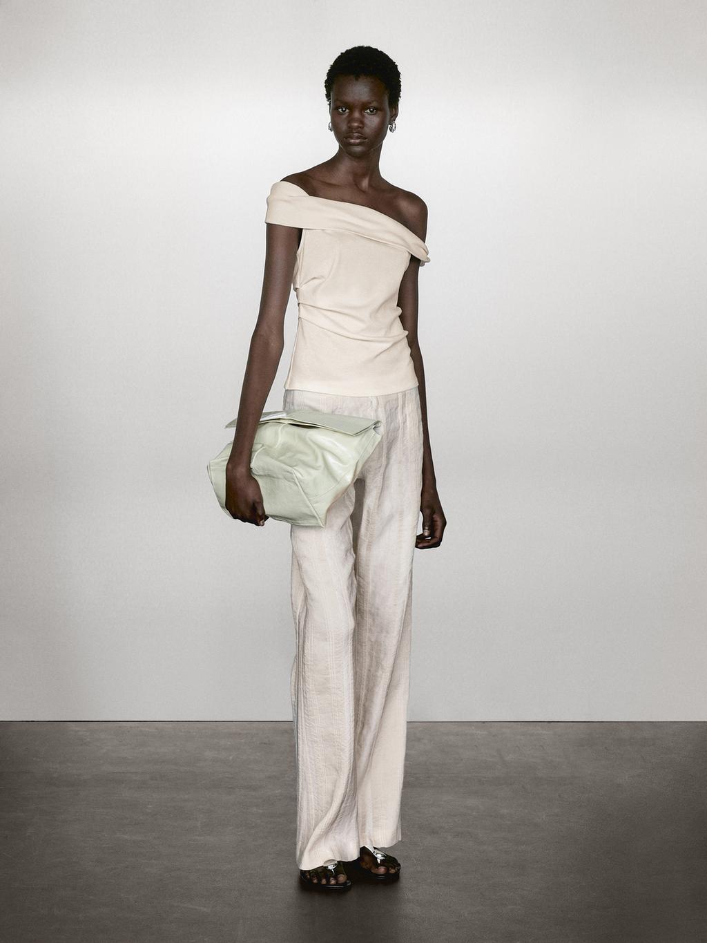 Draped strapless top