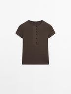 Cotton blend T-shirt with chest detail