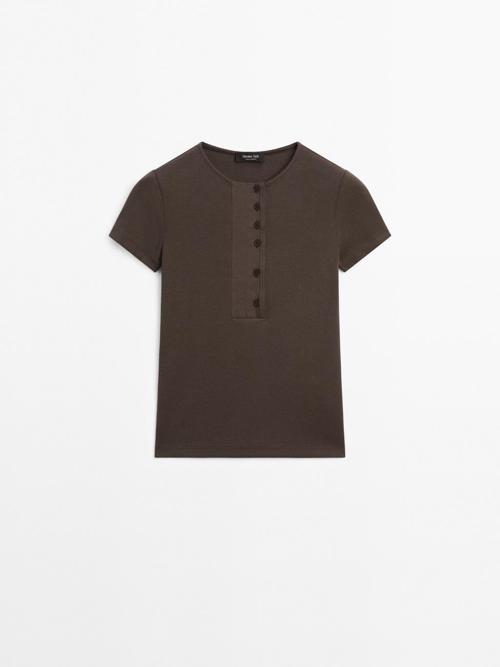 Cotton blend T-shirt with chest detail