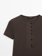 Cotton blend T-shirt with chest detail