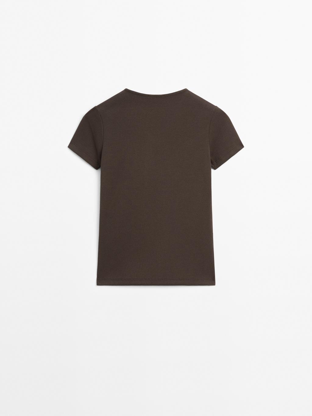 Cotton blend T-shirt with chest detail