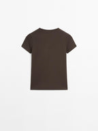 Cotton blend T-shirt with chest detail