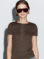 Cotton blend T-shirt with chest detail
