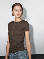 Cotton blend T-shirt with chest detail