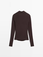 Draped long sleeve T-shirt