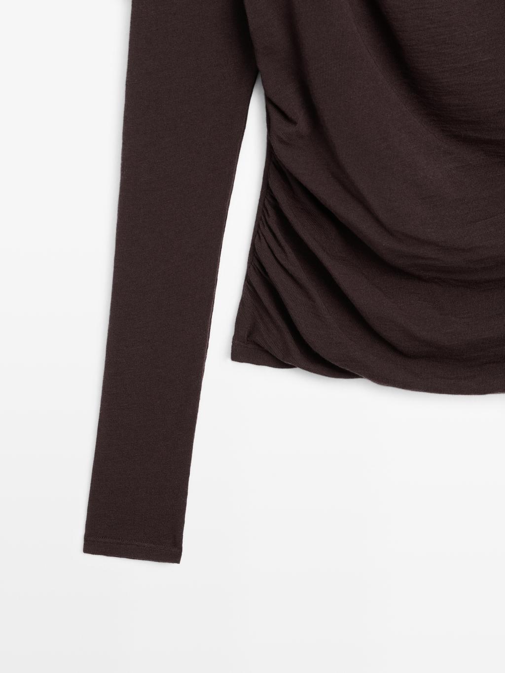 Draped long sleeve T-shirt