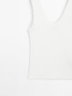 Cotton blend top with frayed piping