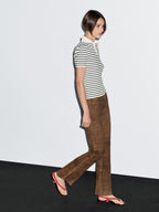 Striped cotton blend polo T-shirt