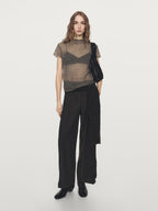 Cutwork wool blend T-shirt