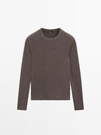 Long sleeve T-shirt with metallic finish