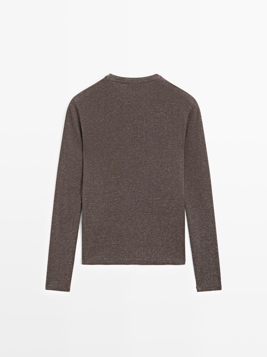 Long sleeve T-shirt with metallic finish