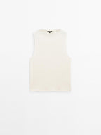 Textured cotton blend top