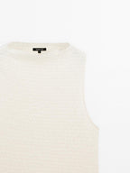 Textured cotton blend top