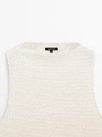 Textured cotton blend top