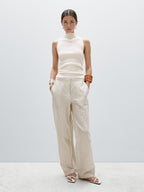 Textured cotton blend top