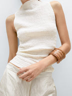 Textured cotton blend top