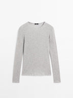 Cotton blend T-shirt with openwork detail