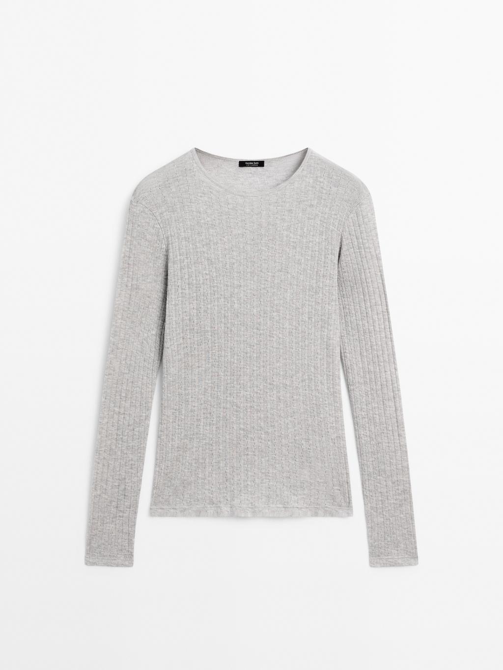 Cotton blend T-shirt with openwork detail