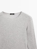 Cotton blend T-shirt with openwork detail