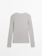 Cotton blend T-shirt with openwork detail