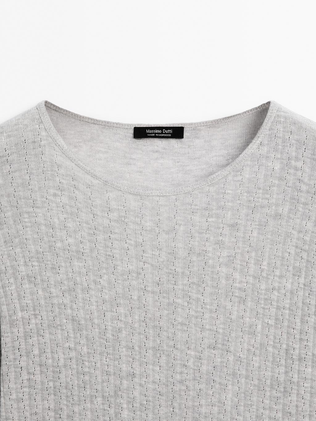 Cotton blend T-shirt with openwork detail