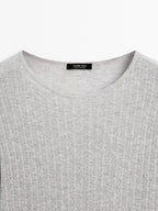 Cotton blend T-shirt with openwork detail