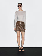 Cotton blend T-shirt with openwork detail