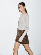 Cotton blend T-shirt with openwork detail