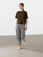 Short sleeve T-shirt with topstitching detail