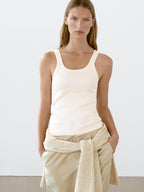 Cotton blend round neck top