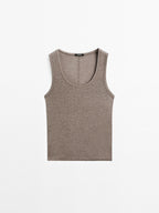 Round neck top with seam details