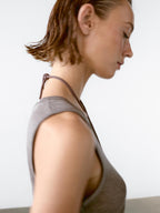 Round neck top with seam details