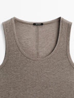 Round neck top with seam details