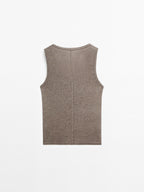 Round neck top with seam details