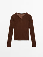 Long sleeve ribbed T-shirt