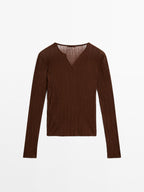 Long sleeve ribbed T-shirt