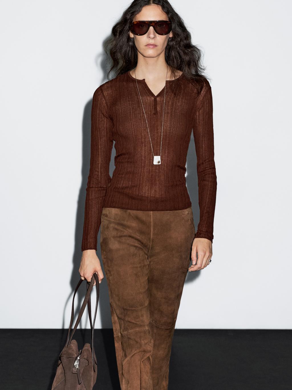 Long sleeve ribbed T-shirt